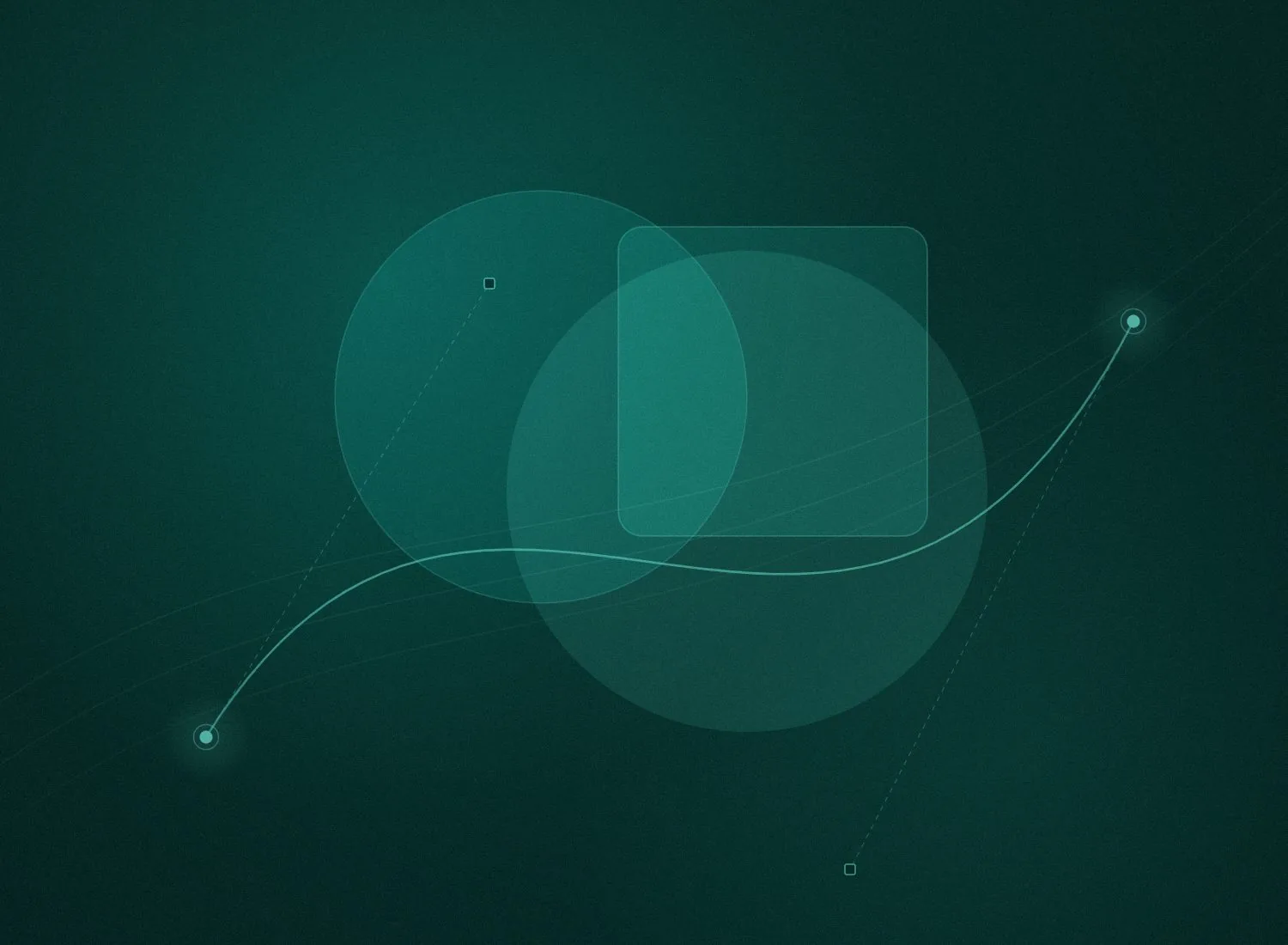 Abstract interface panels and type samples, representing product design work