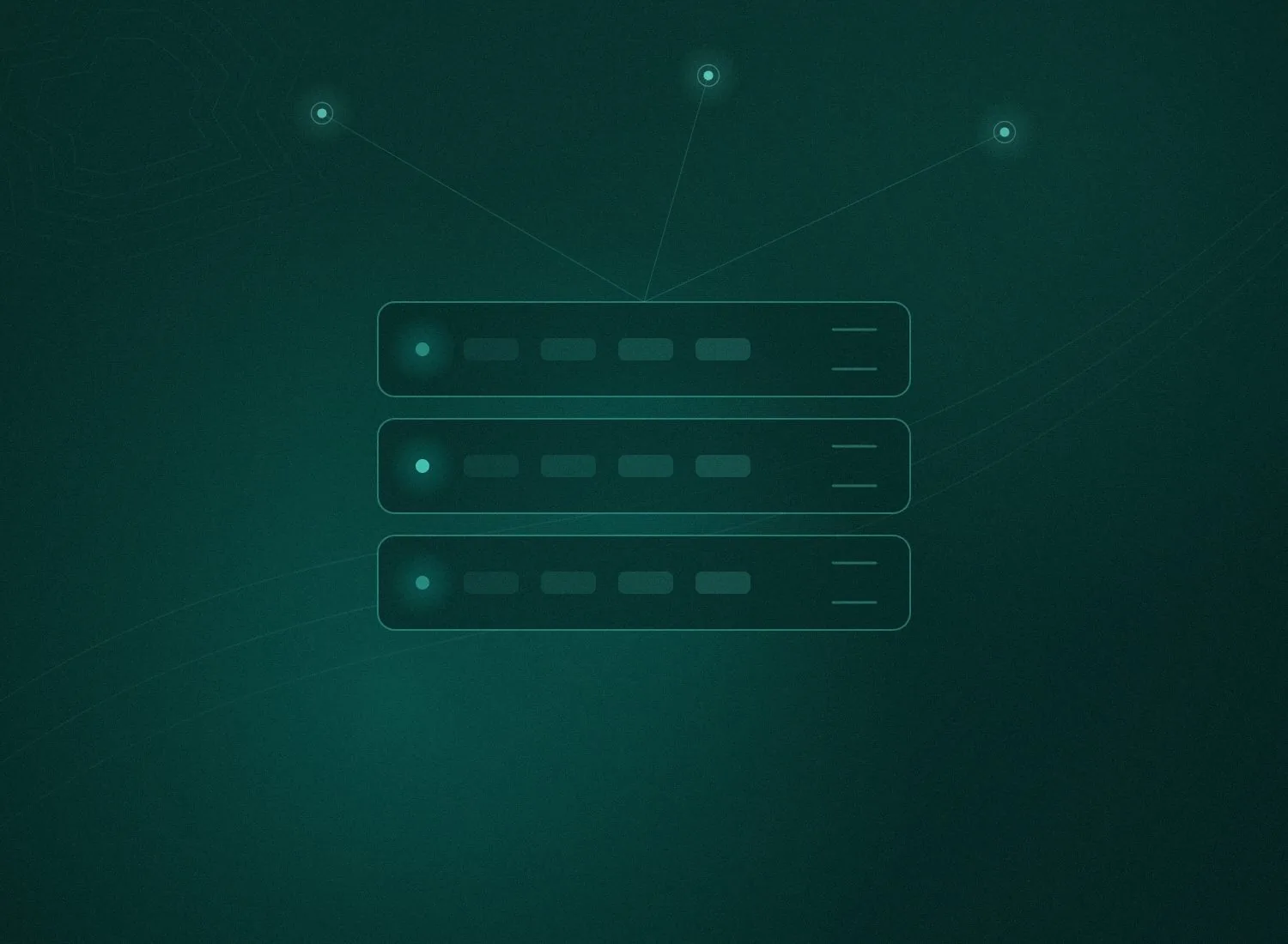 Abstract server stack with status indicators, representing managed hosting infrastructure
