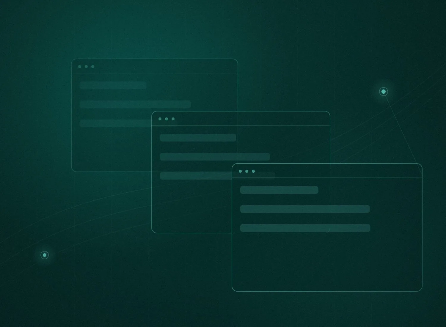 Abstract layered browser windows over a column grid, representing fast modern web development